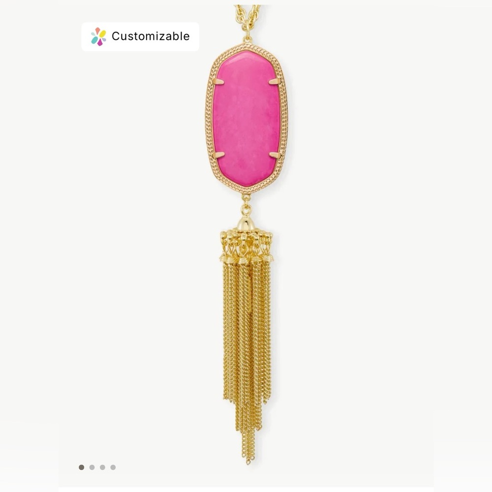 Kendra Scott Rayne Gold Long Pendant Hot Pink Necklace